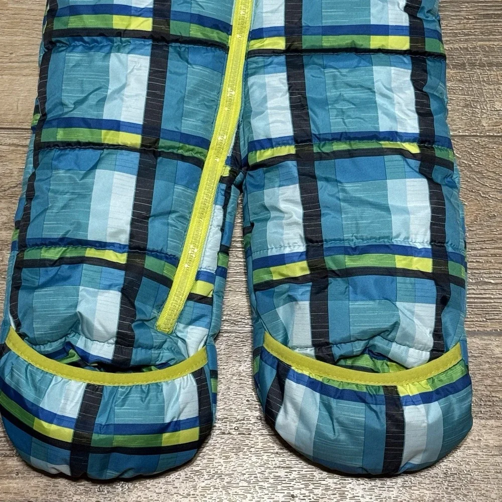 Rugged Bear‎ Snowsuit 6-9 Months Blue Green Plaid Insulated Hand/feet Covers